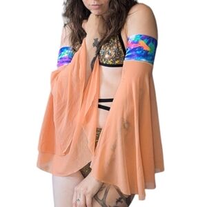 Cervantes Rave Co orange/tie-dye sunset flutter sleeves Size S/M